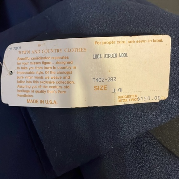 Pendleton women’s 14 large jacket coat blazer navy Blue wool vintage NWT - Picture 7 of 9